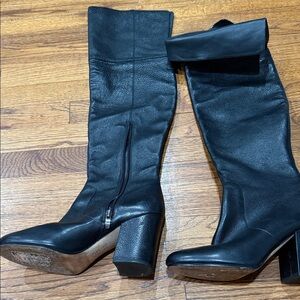 Via Spiga Black Leather Heeled Boots
